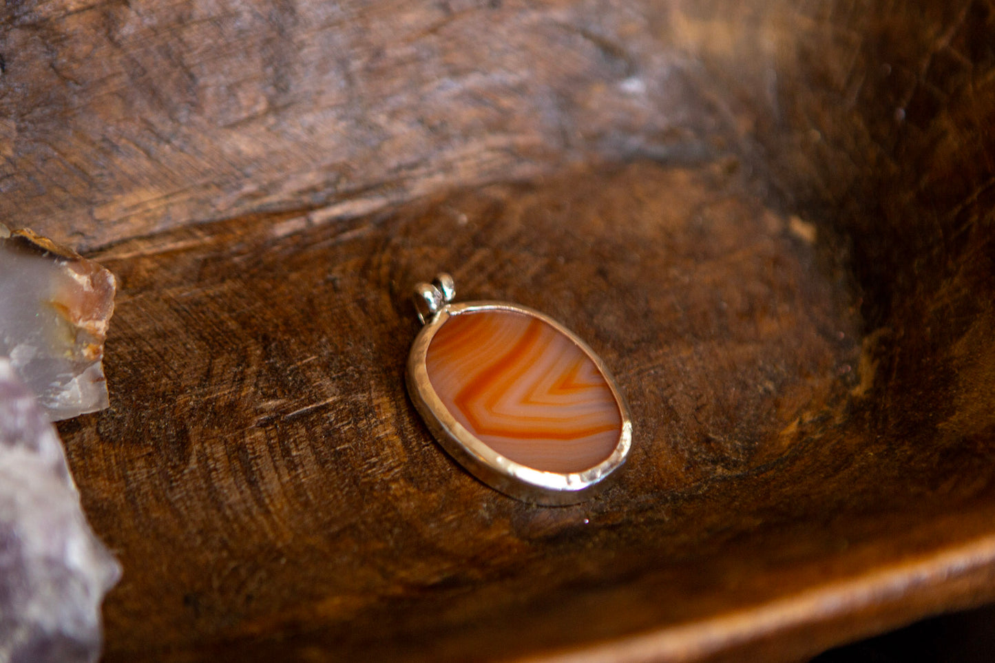 Sterling Silver Open Back Agate Pendant