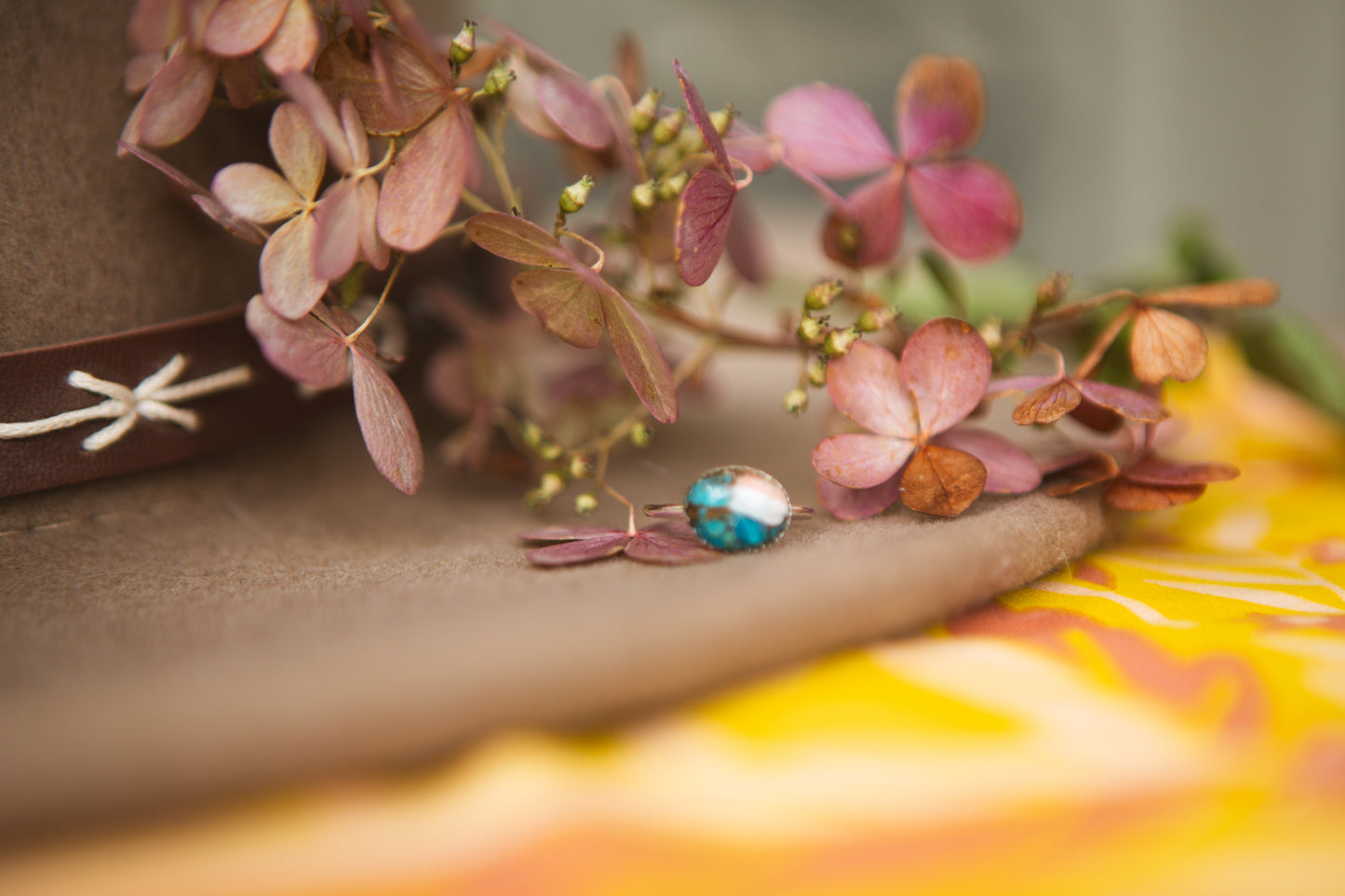 Stacker Gemstone Ring // Spiny Oyster Copper Turquoise size 4