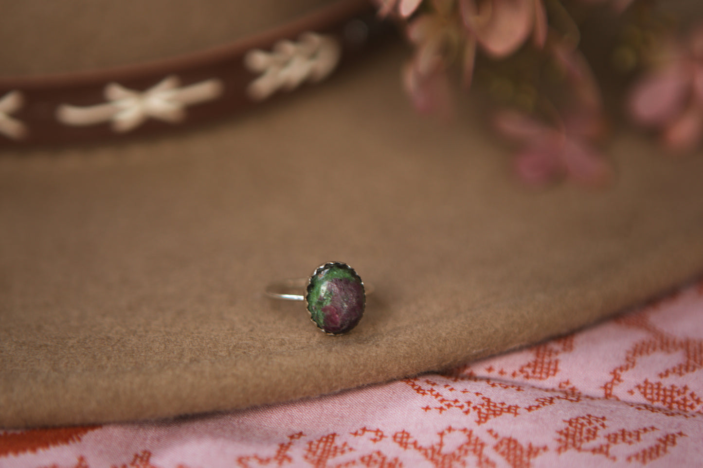 Stacker Gemstone Ring // Anyolite with Ruby multiple sizes