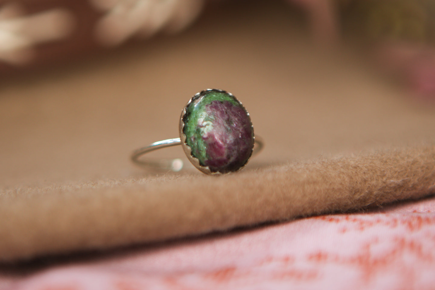 Stacker Gemstone Ring // Anyolite with Ruby multiple sizes