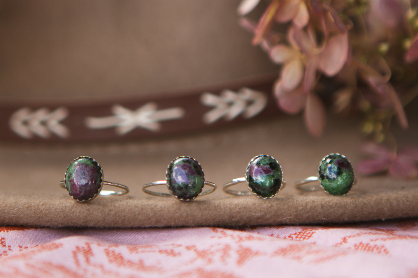Stacker Gemstone Ring // Anyolite with Ruby multiple sizes