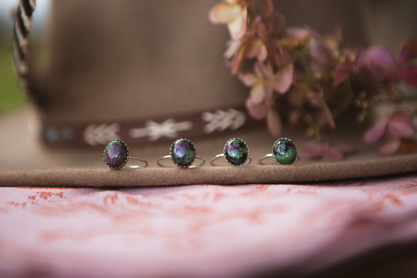 Stacker Gemstone Ring // Anyolite with Ruby multiple sizes