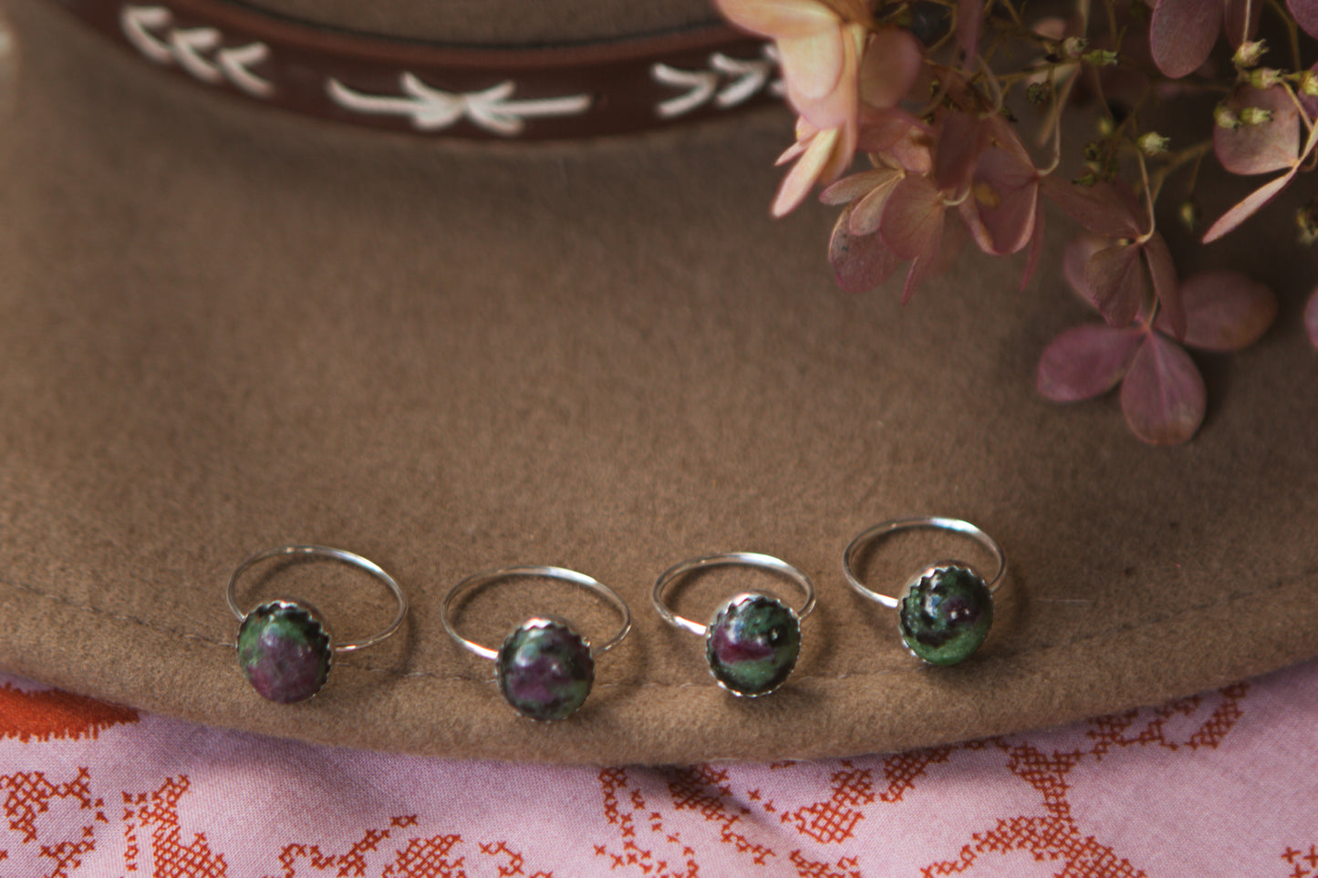 Stacker Gemstone Ring // Anyolite with Ruby multiple sizes