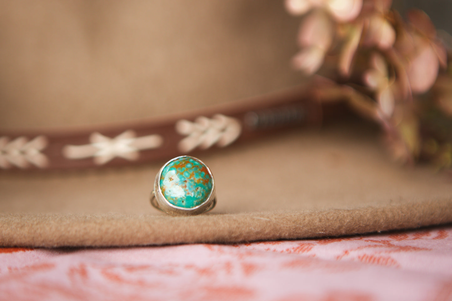 Round Turquoise Statement Ring // Size 6.75