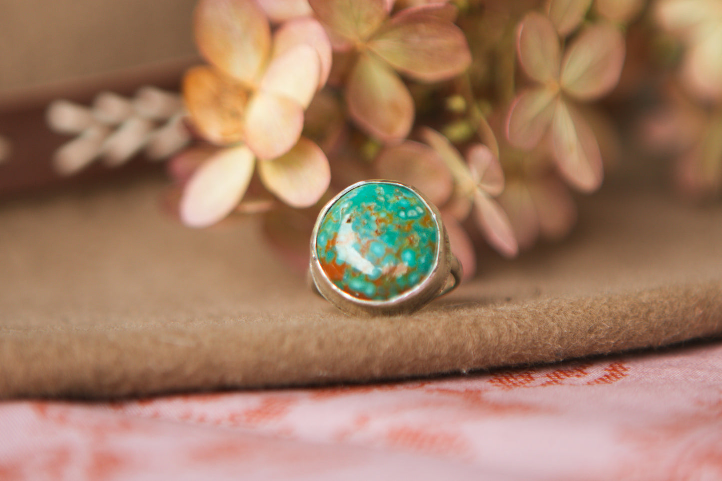 Round Turquoise Statement Ring // Size 6.75