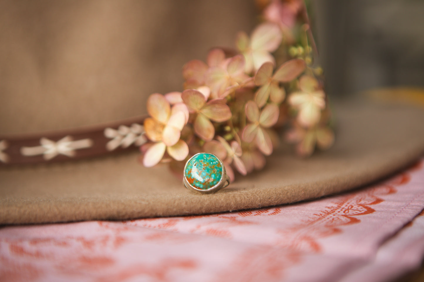 Round Turquoise Statement Ring // Size 6.75