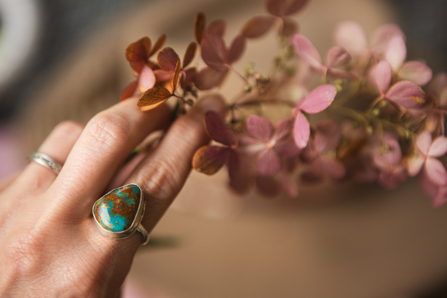 Teardrop Turquoise Statement Ring // Size 6.75