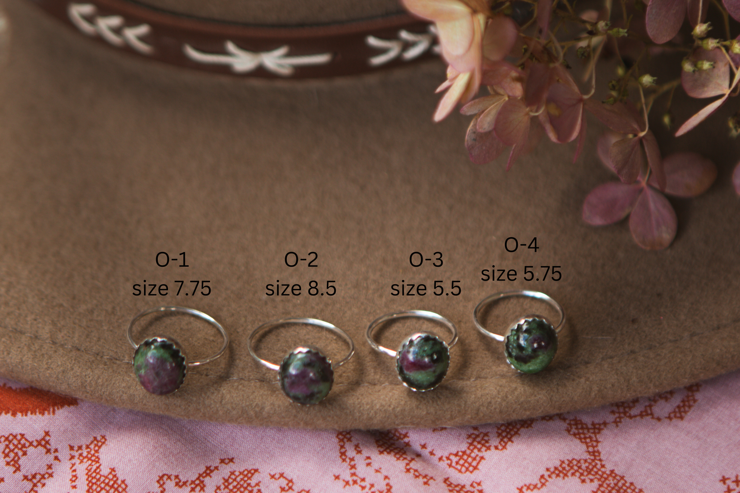 Stacker Gemstone Ring // Anyolite with Ruby multiple sizes