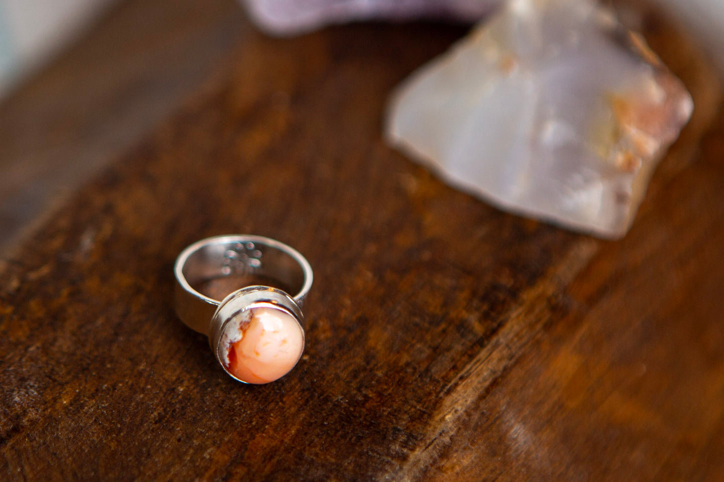 Sterling Silver Round Mexican Fire Opal Statement Ring with Hidden Daisy Size 5