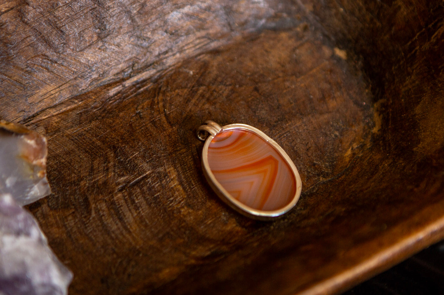 Sterling Silver Open Back Agate Pendant