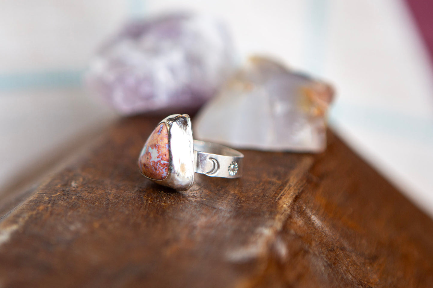 Sterling Silver Mexican Fire Opal Statement Ring with stamped band size 9.25