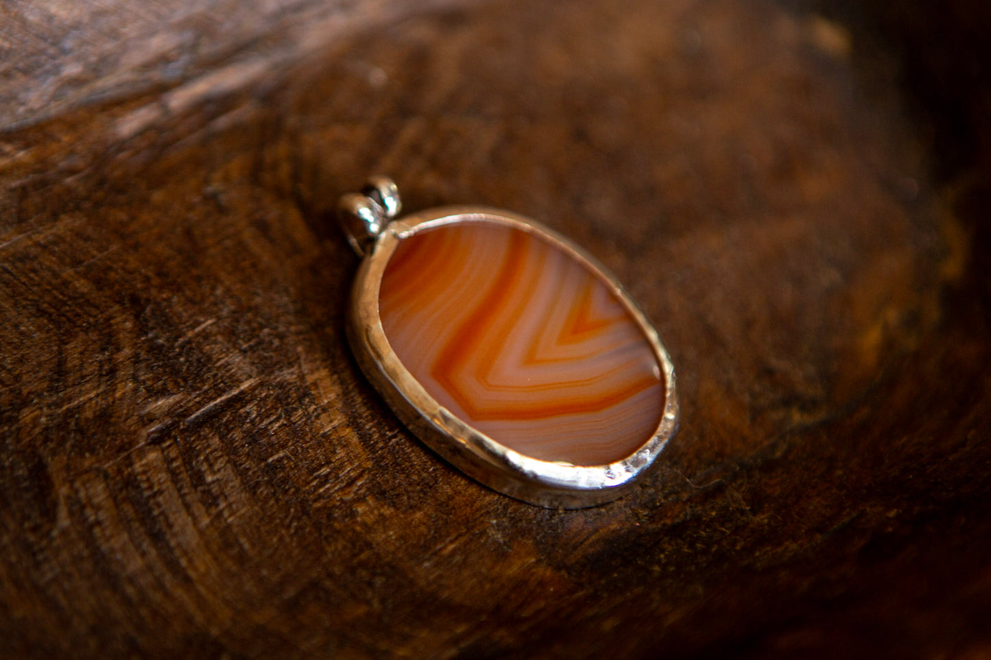 Sterling Silver Open Back Agate Pendant