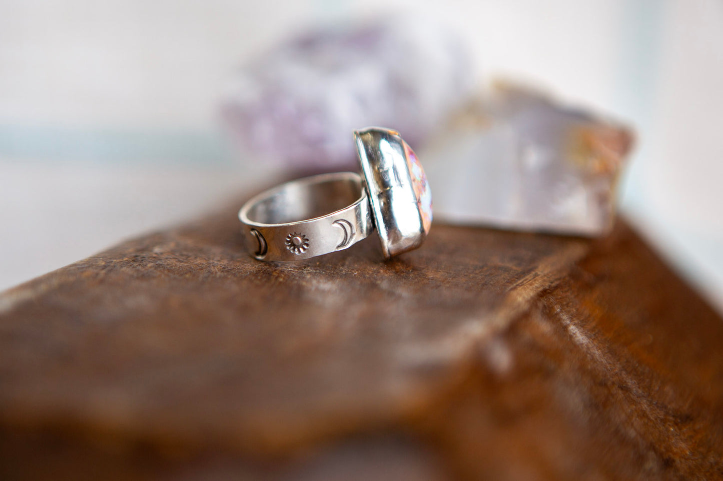 Sterling Silver Mexican Fire Opal Statement Ring with stamped band size 9.25