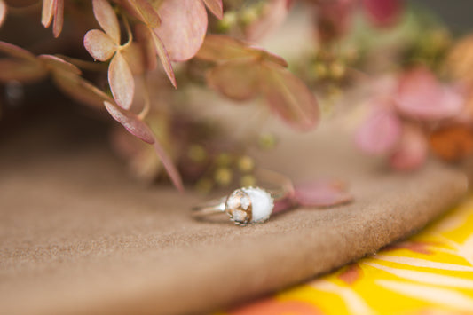 Stacker Gemstone Ring //  White Copper Calcite  size 5.25