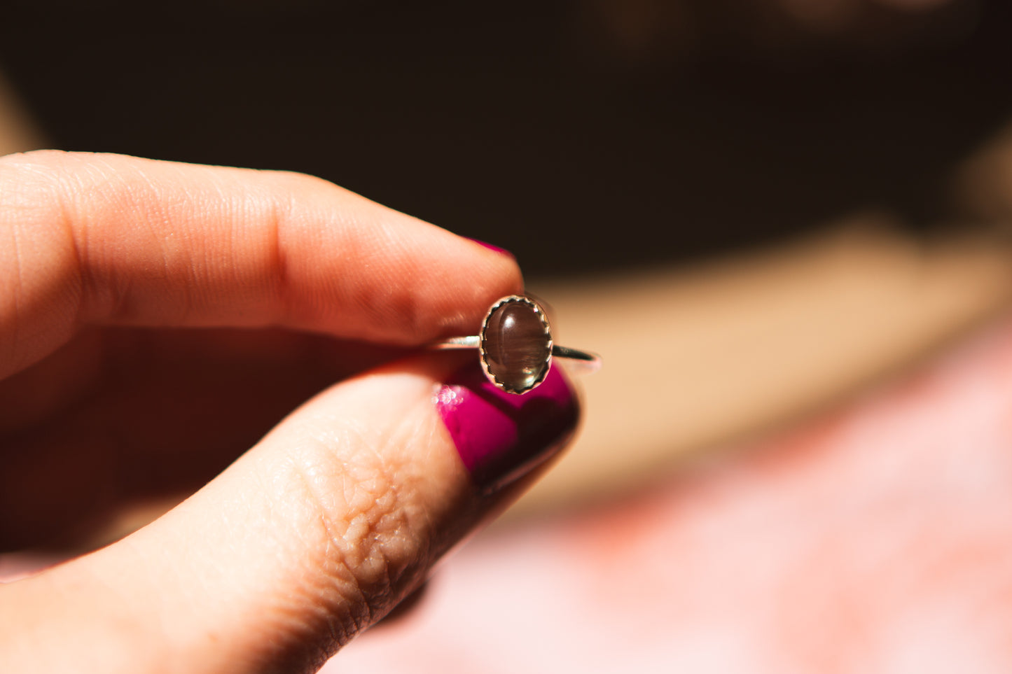 Stacker Gemstone Ring // Oregon USA Sunstone size 4