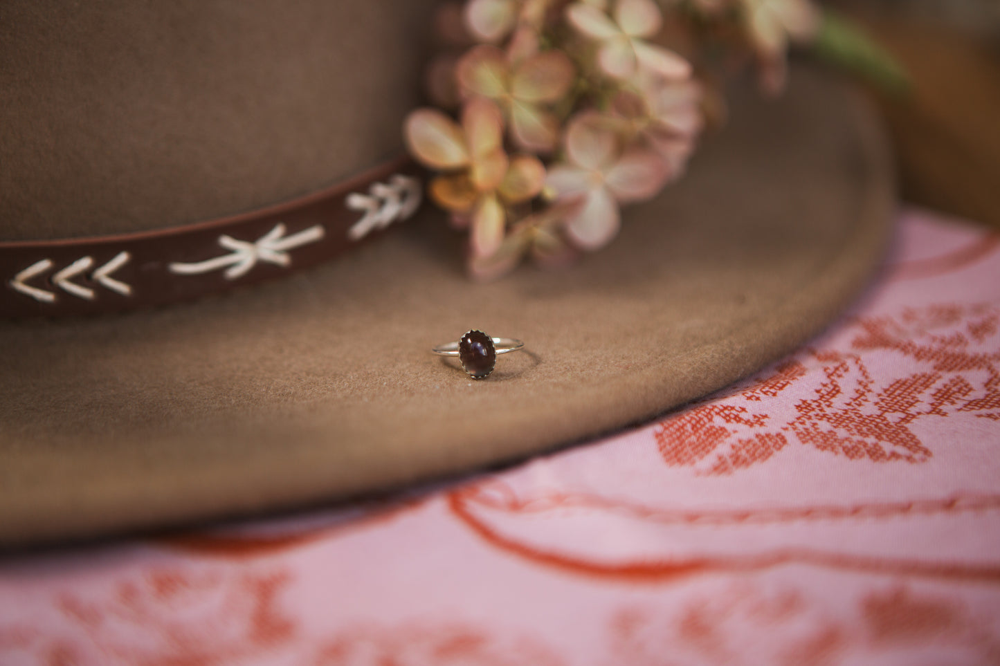 Stacker Gemstone Ring // Oregon USA Sunstone size 4