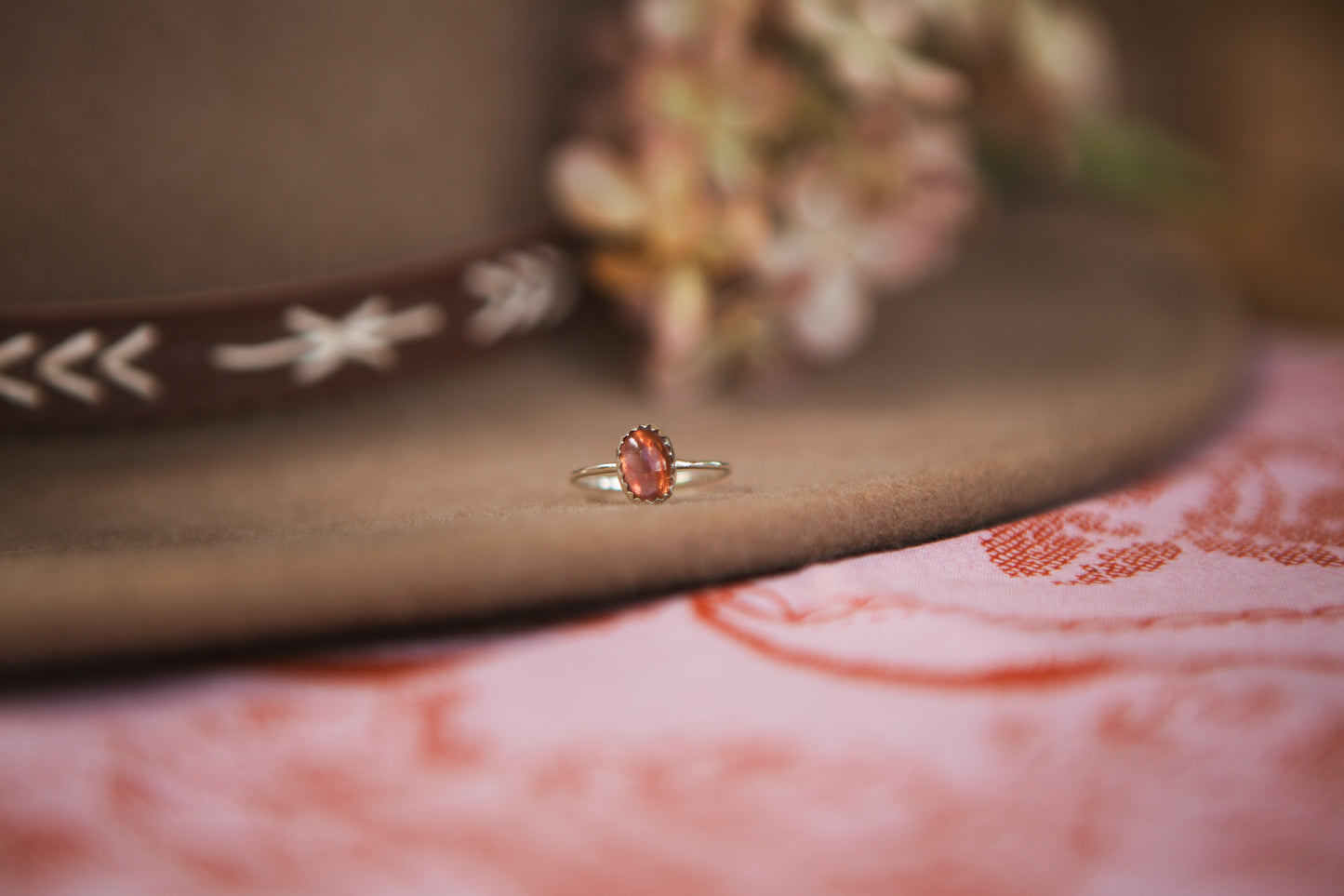 Stacker Gemstone Ring // Oregon USA Sunstone size 6