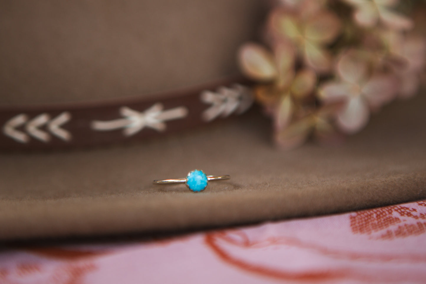 Stacker Gemstone Ring //  Round Kingman Turquoise (multiple sizes)