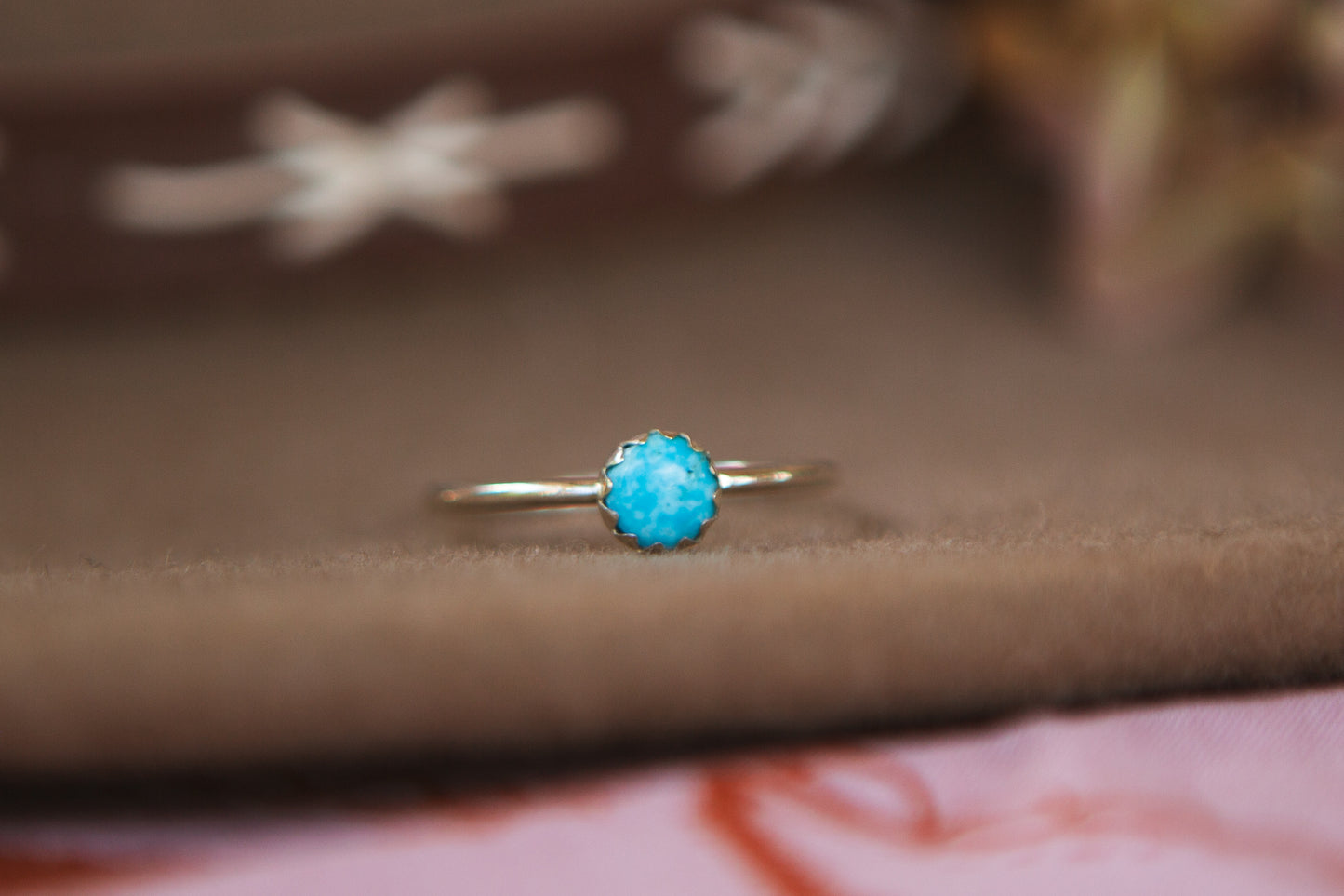 Stacker Gemstone Ring //  Round Kingman Turquoise (multiple sizes)