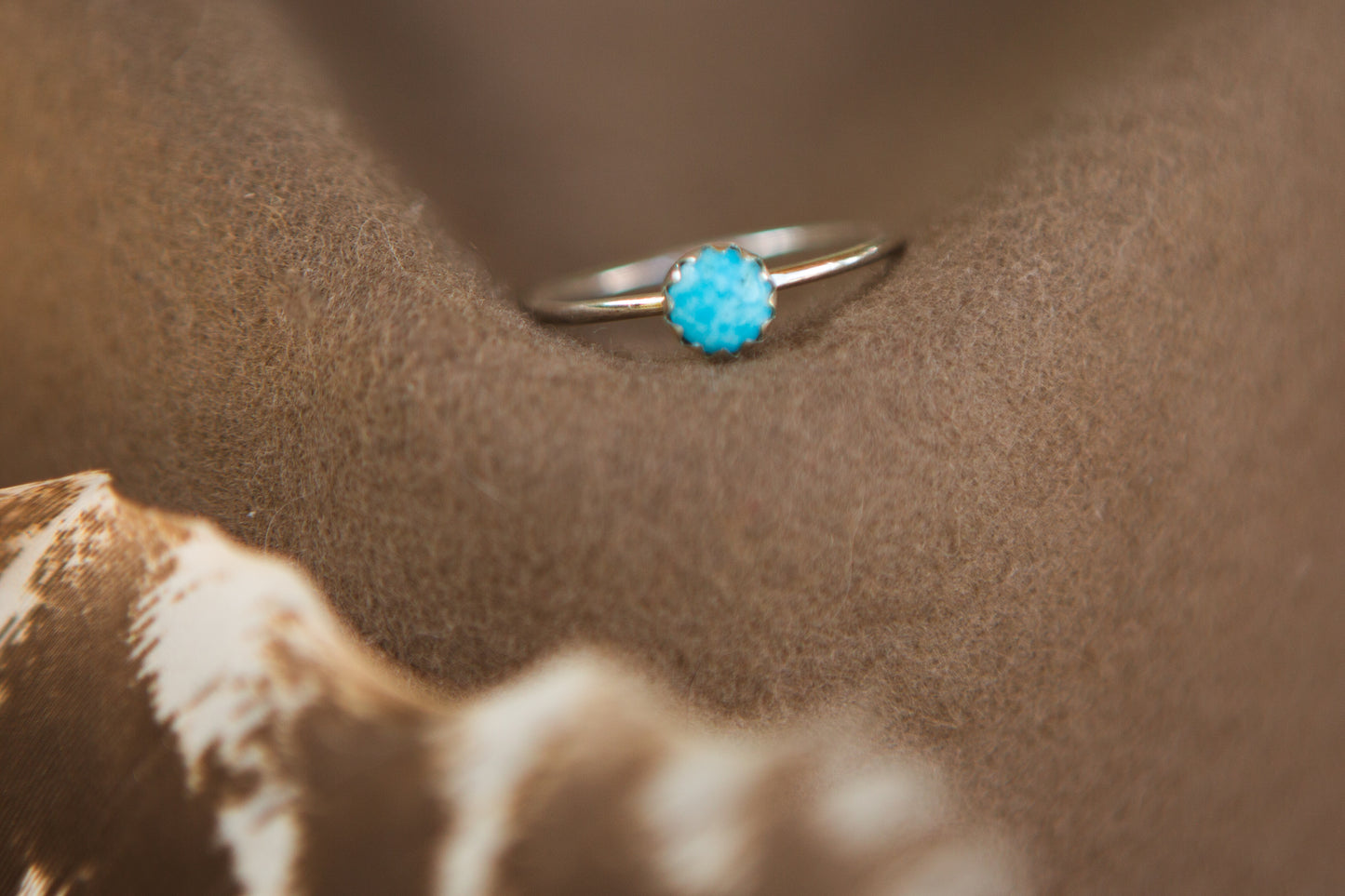 Stacker Gemstone Ring //  Round Kingman Turquoise (multiple sizes)