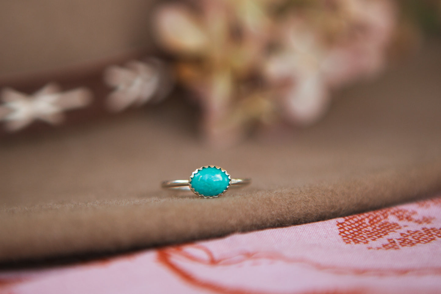 Stacker Gemstone Ring // Oval Kingman Turquoise (multiple sizes)