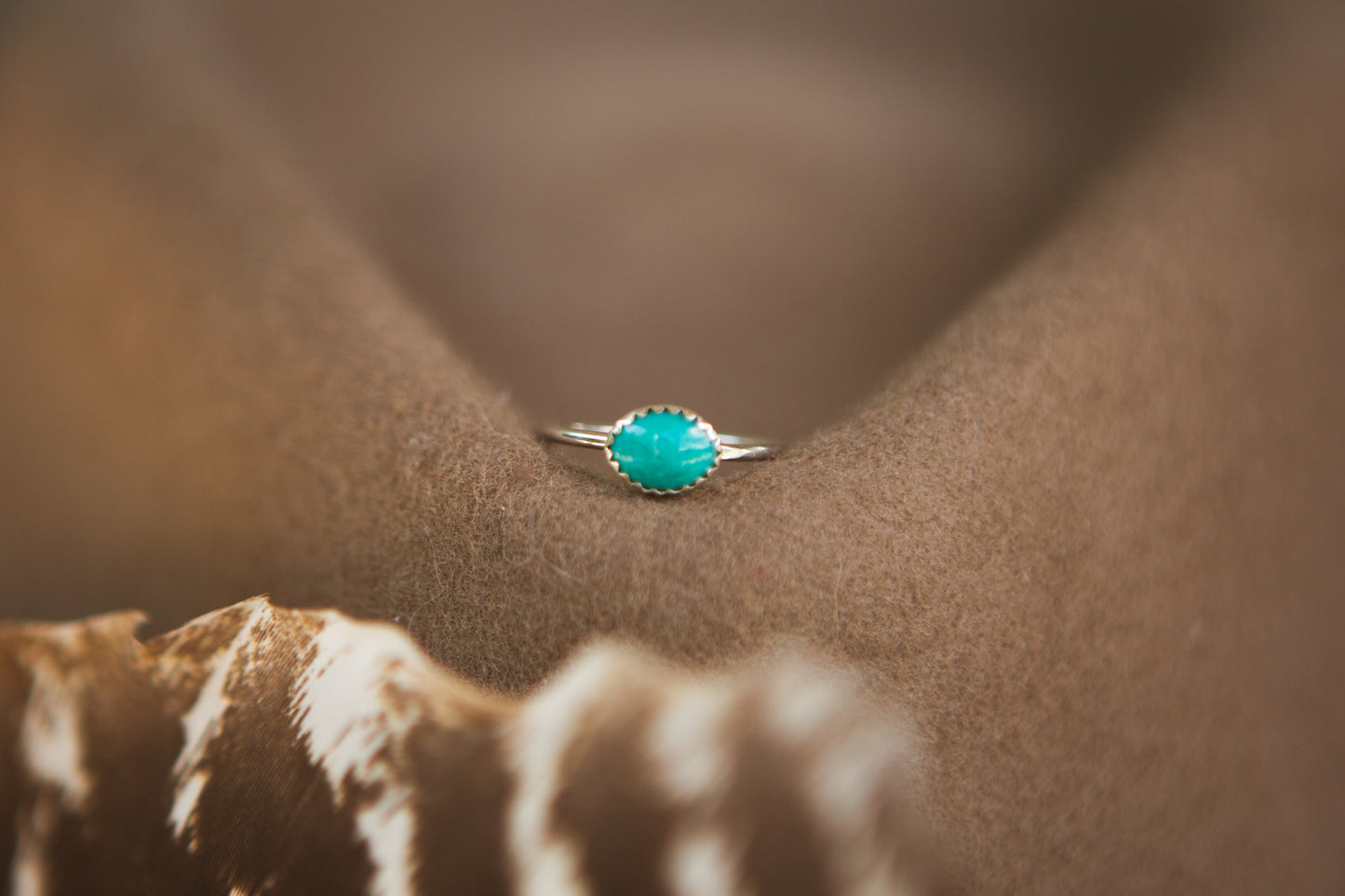 Stacker Gemstone Ring // Oval Kingman Turquoise (multiple sizes)