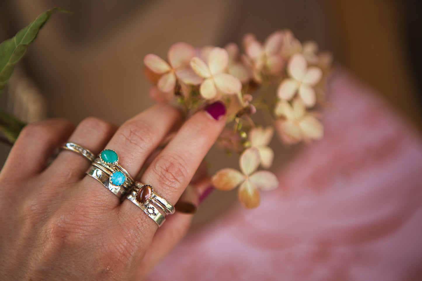 Stacker Gemstone Ring //  Round Kingman Turquoise (multiple sizes)